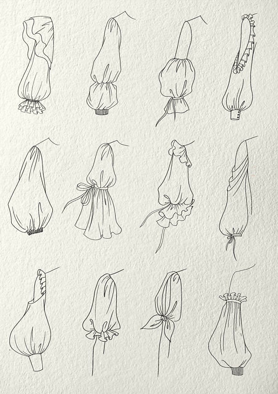 服装设计素材之平面款式图/袖子/款式图