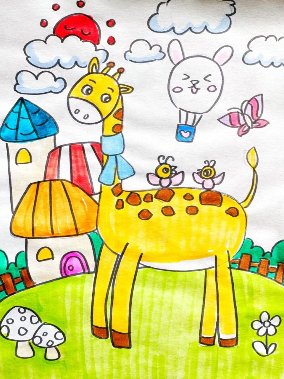长颈鹿儿童画 课件名称:《长颈鹿》 适合年龄:5