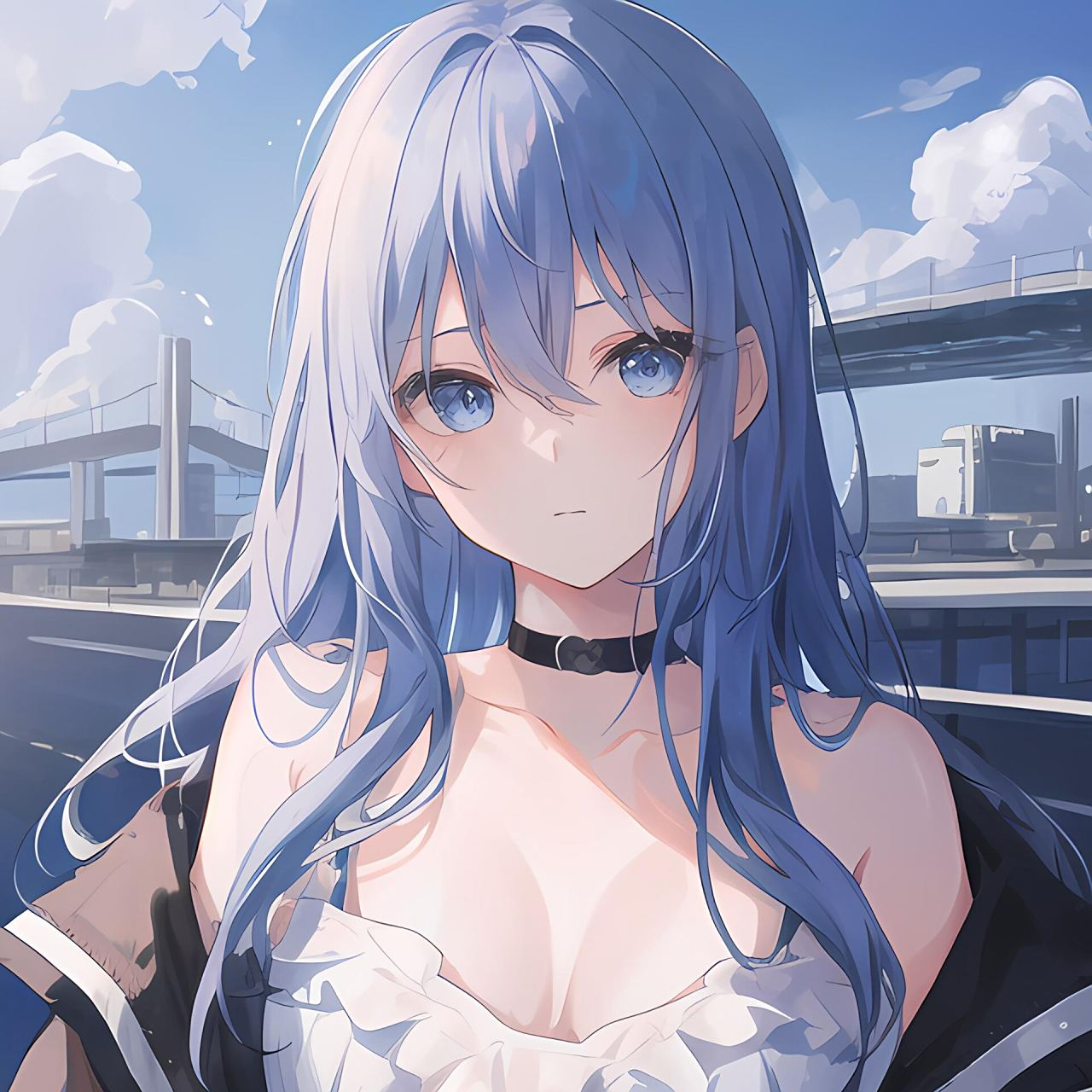 动漫女生头像# #动漫女头# #女生头像# #al绘画##蓝色系# #头像分享