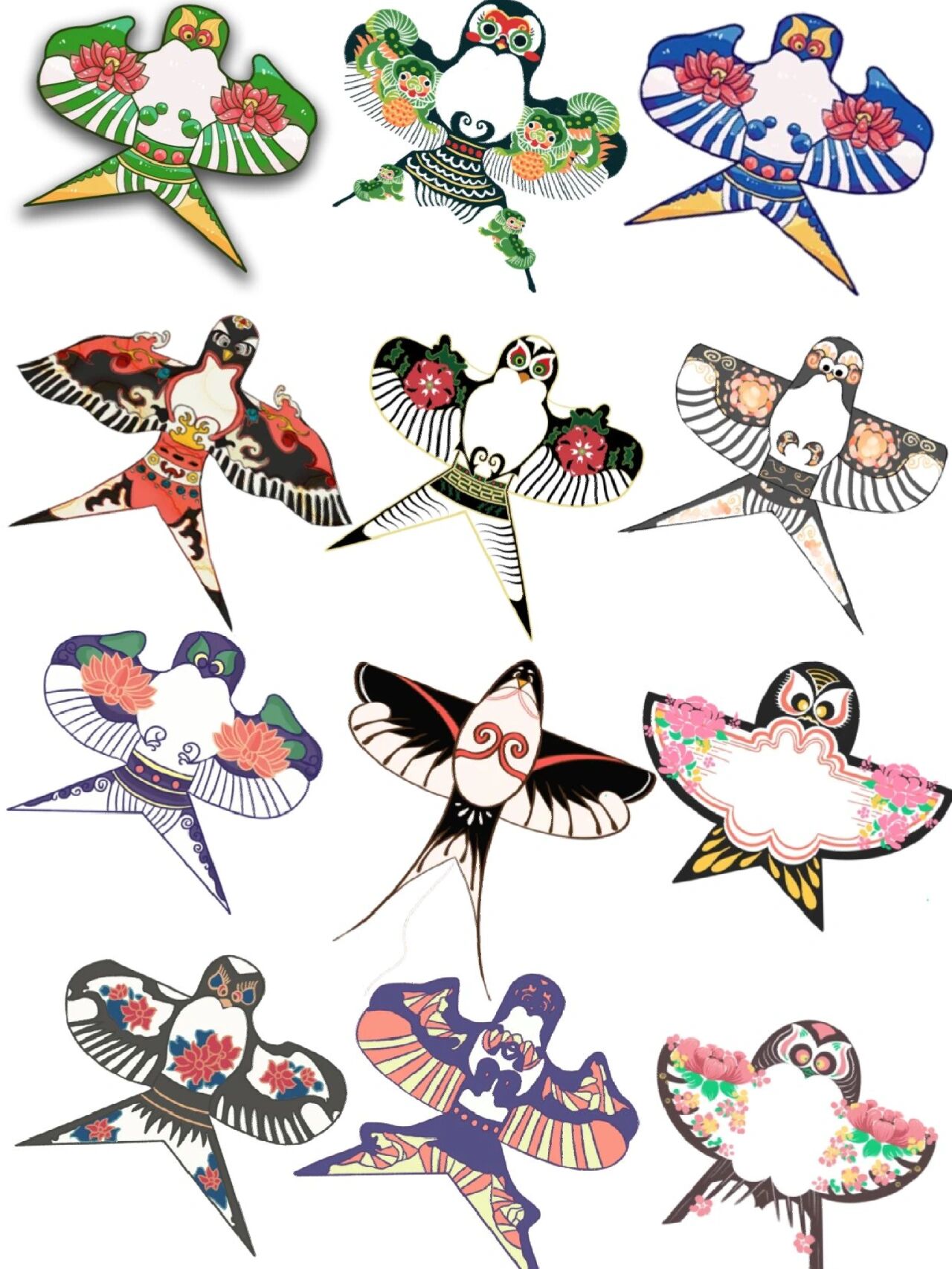 素材分享|古风中国风纸鸢风筝插画素材