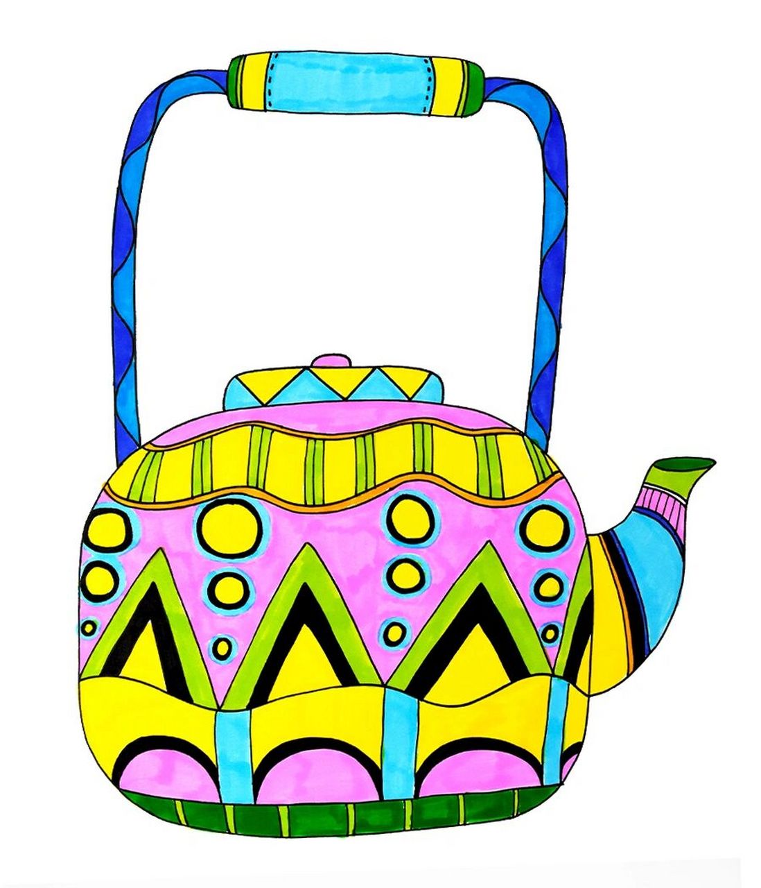 儿童画教程|水壶设计 【教学重难点】 ♥️ ①观察水壶的实物或