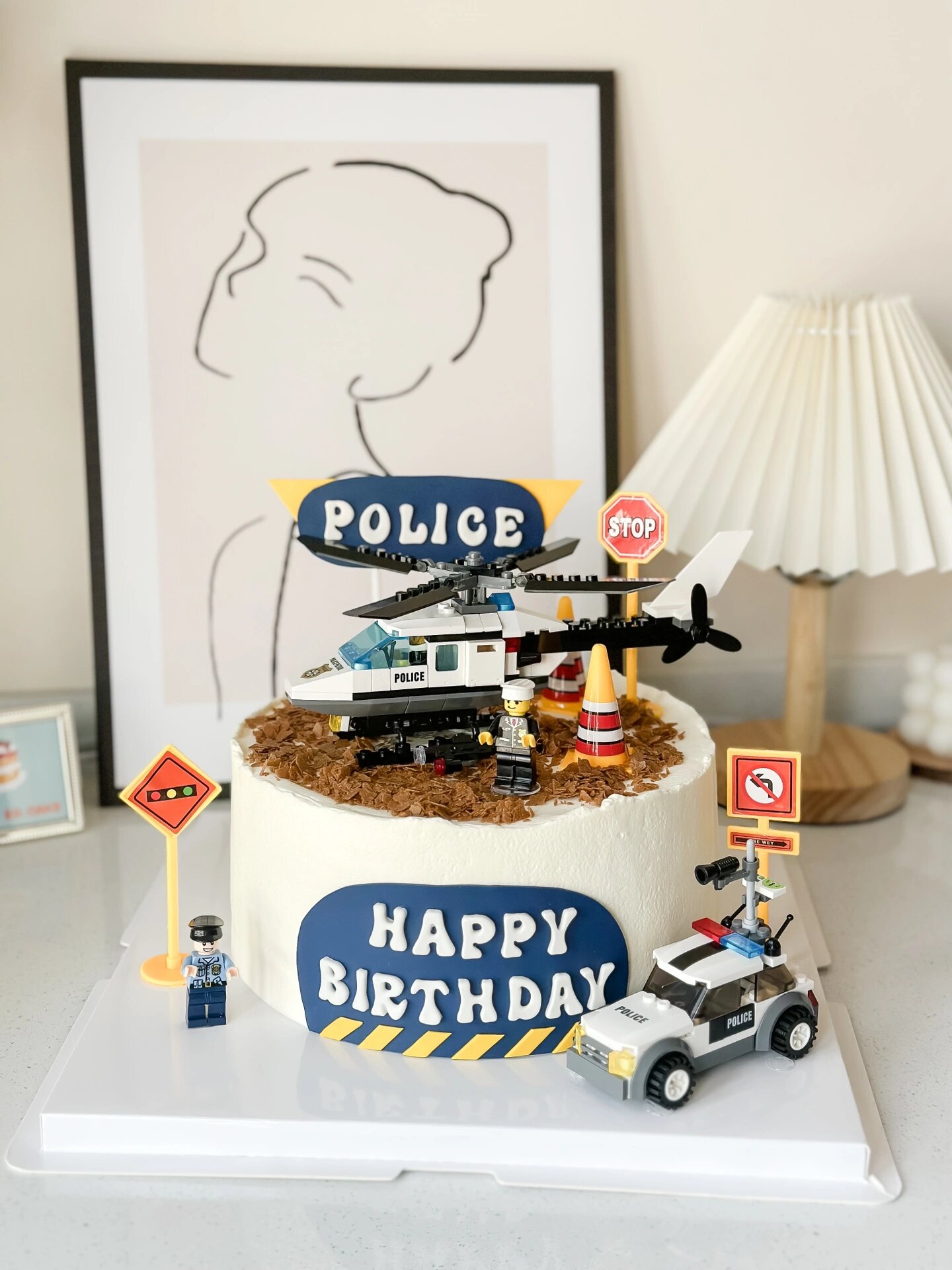 警察警车直升机蛋糕