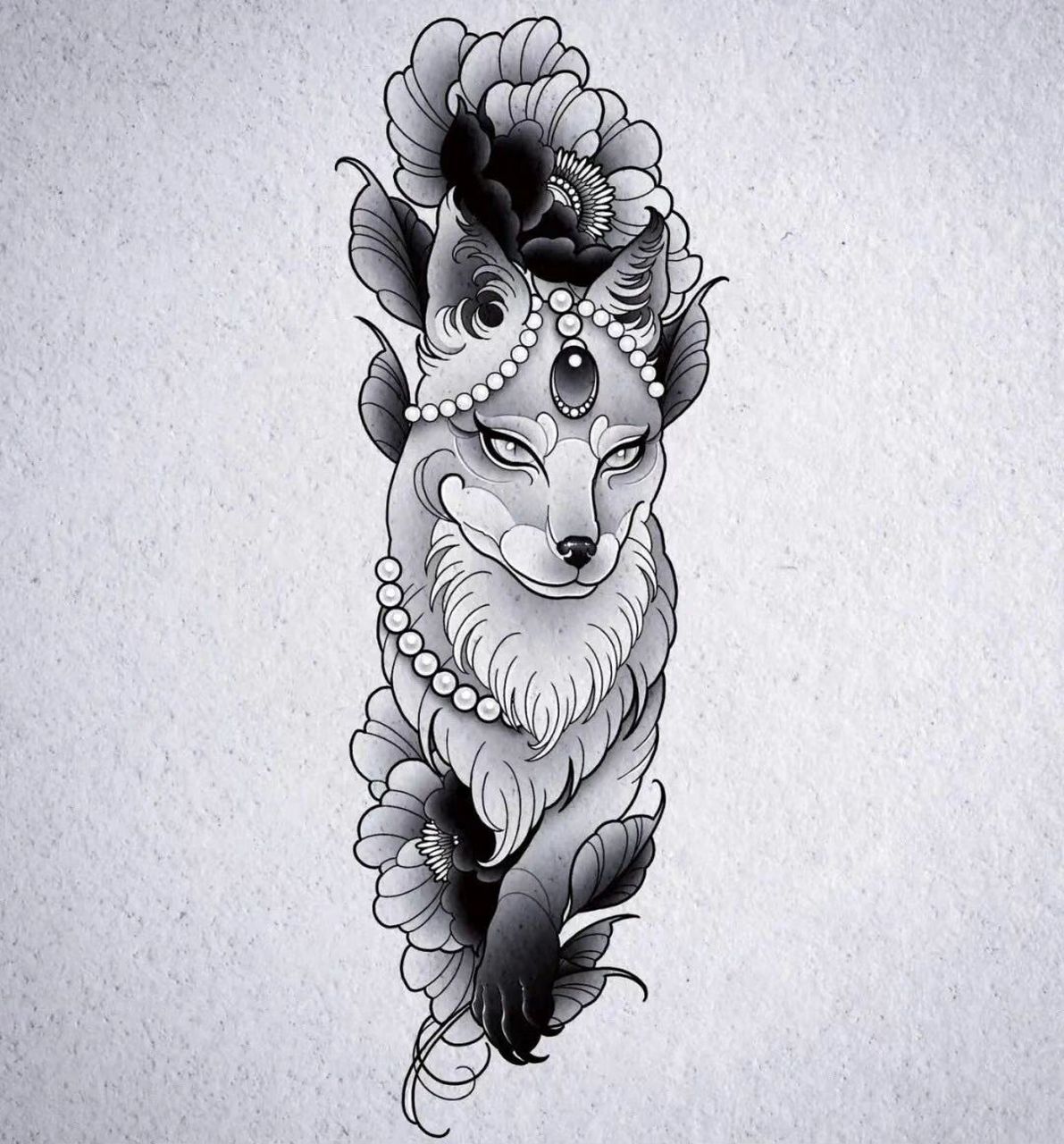 狐狸纹身手稿分享 | 欧美new school新传统