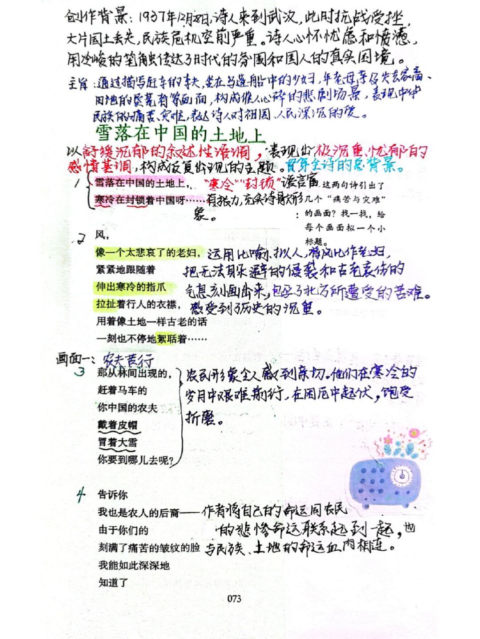 《艾青诗选》—《雪落在中国的土地上》批注