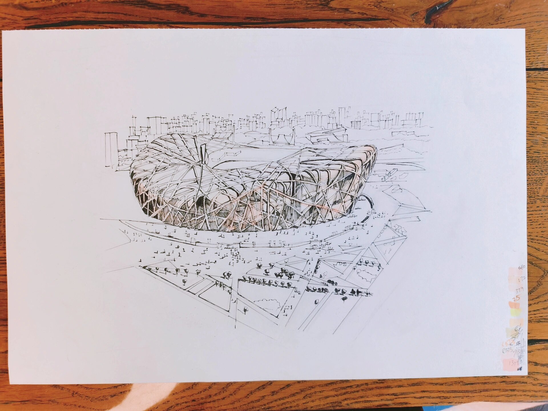 9713岁画北京鸟巢-马克笔建筑-奥克兰画室