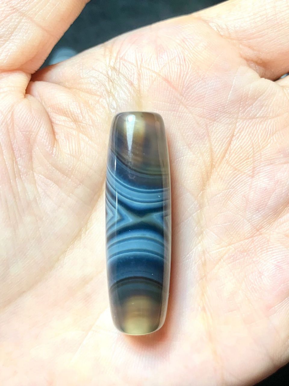 蓝沁天珠缠丝玛瑙天眼天珠 蓝沁天珠 缠丝玛瑙天眼天珠 天然的纹路