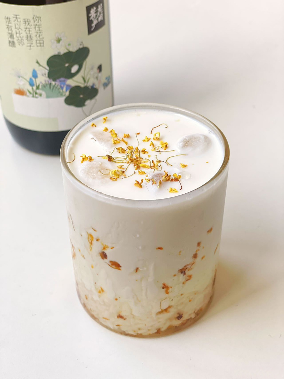 1:1复刻!瑞幸同款酒酿冰奶!微醺版! 瑞幸的桂花酒酿冰奶拿铁已经是巨