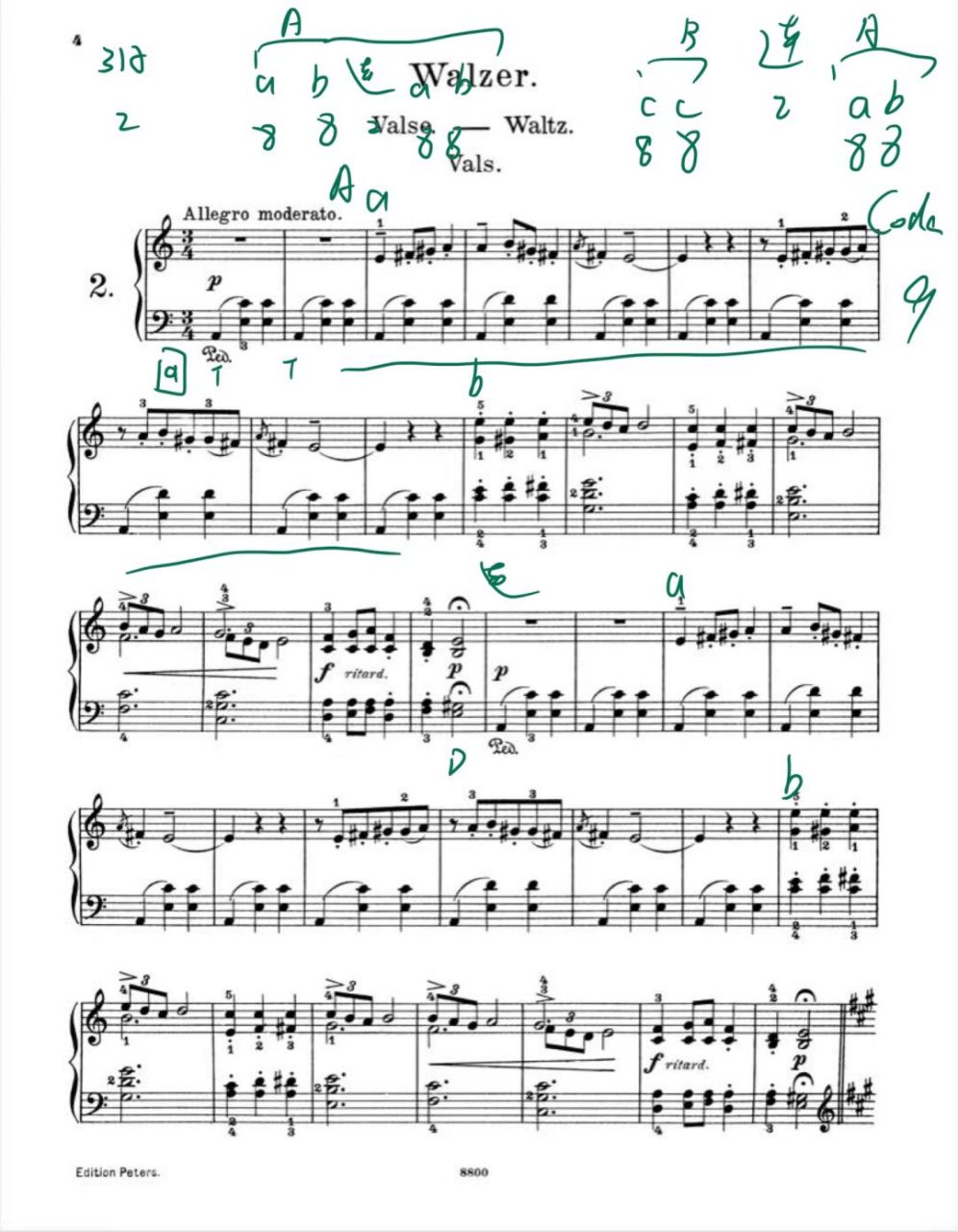 09格里格圆舞曲"op12no2"曲式分析6015 91一,曲式结构 带再现