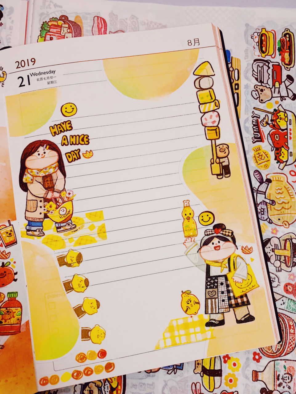 手帐打卡03灿黄的芒果探出头来 芒果0377柠檬93太可爱了!