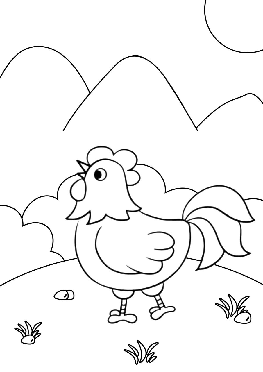 画鸡|每周一首古诗词创意美术填色画公鸡
