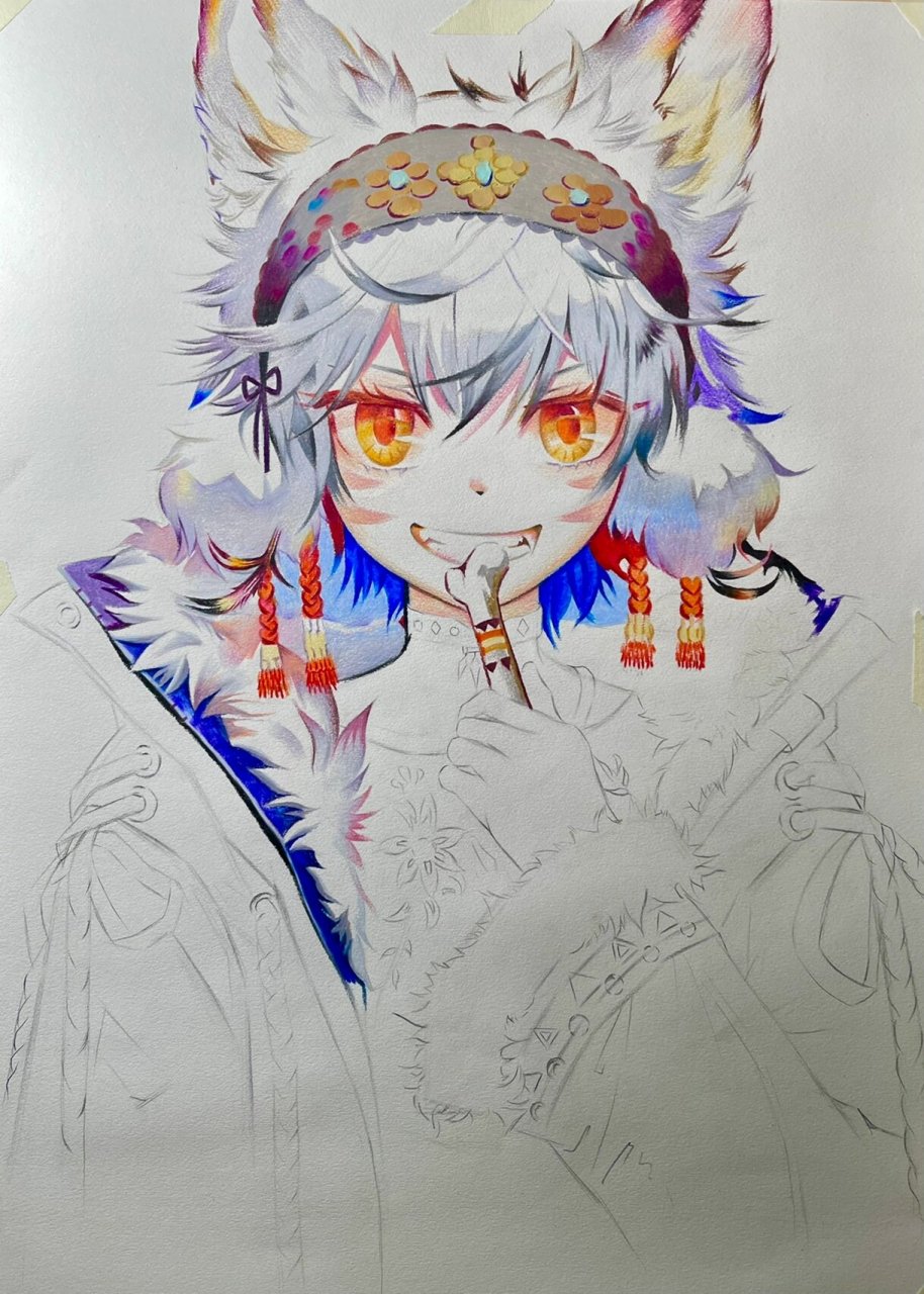 彩铅手绘漫画动漫人物男生插画 这是用富莱卡勒家的72色油性彩铅完成