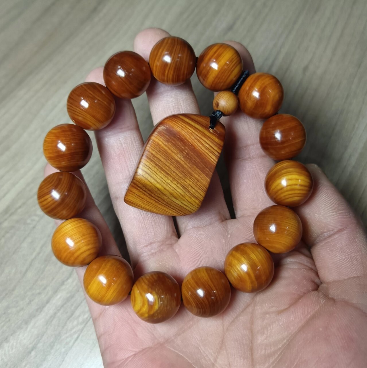 【精品】太行崖柏玉化糖心料手串 太行崖柏玉化料 规格:1.