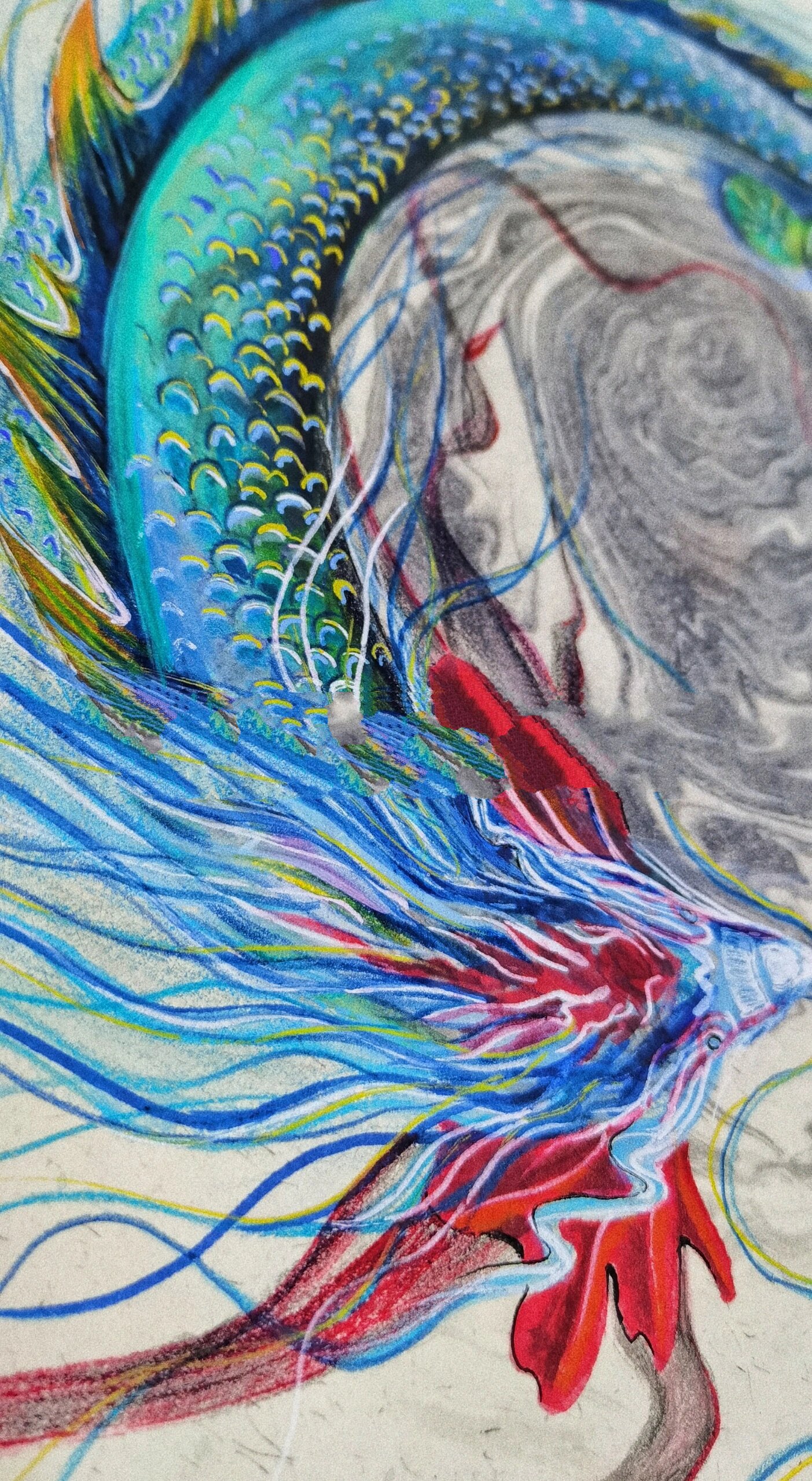 暑假特色课《蛟龙》 利用艺术纸 绘画素材结合创作!