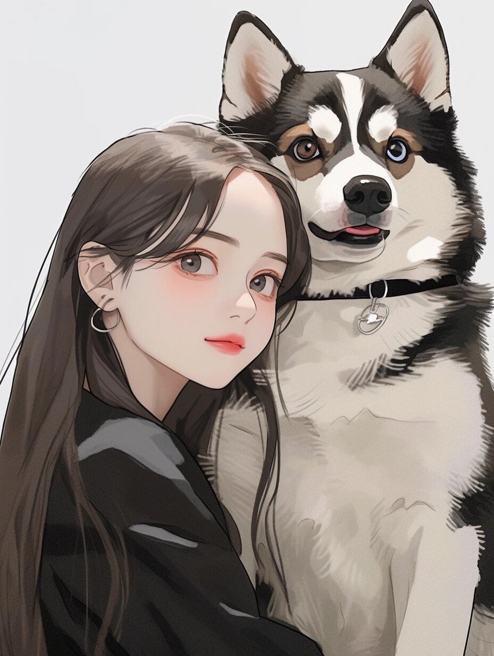女生头像 | 和哈士奇狗狗的合影