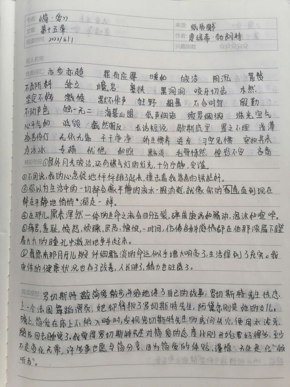 《简爱》读书笔记(15) 《简爱》读书笔记第15章