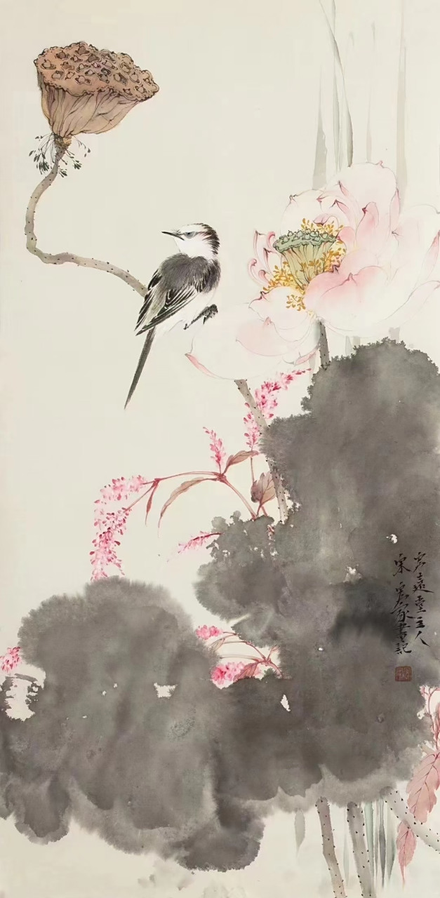 宋宏家,2平尺没骨花鸟天津美院硕士,贾广健工作室画家#艺术##国画