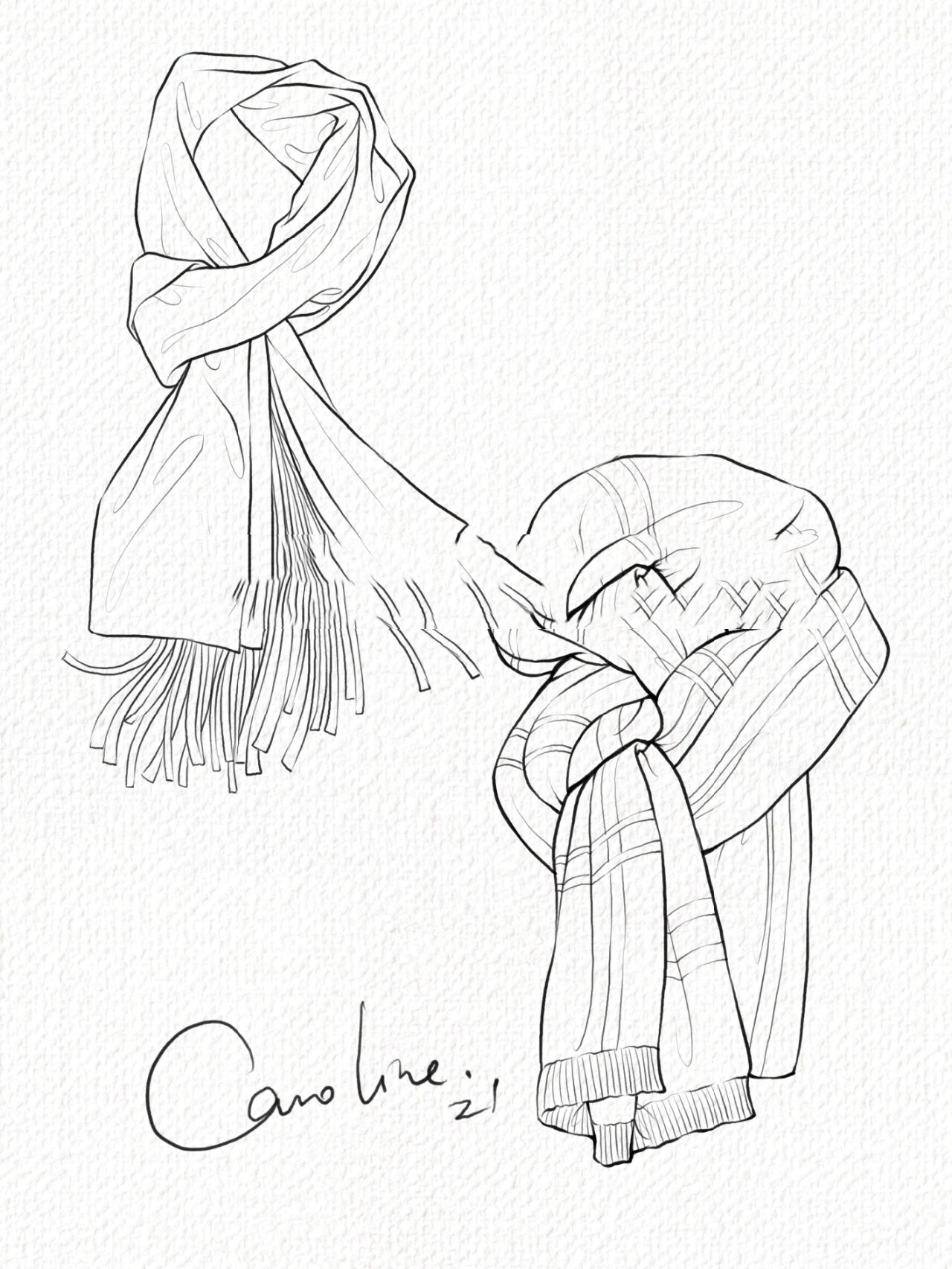 【合集】12款围巾线稿亲绘干货分享