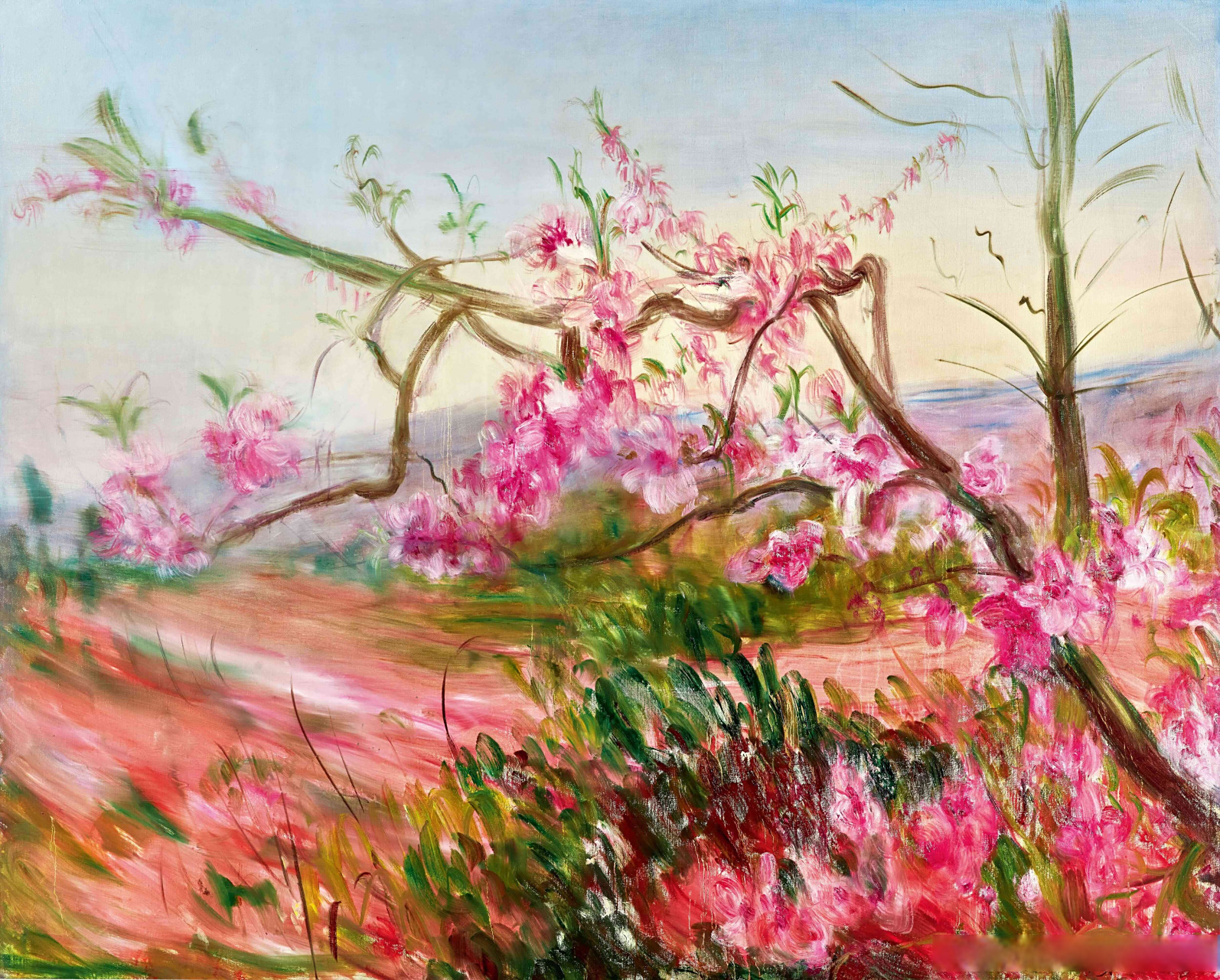 画家周春芽笔下的桃花