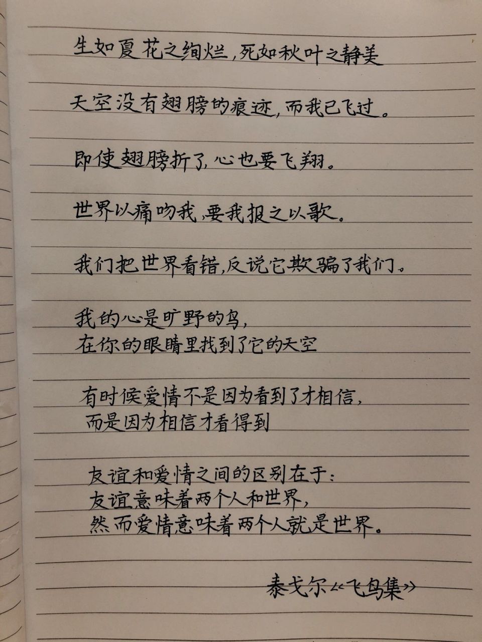 今日摘抄|泰戈尔《飞鸟集》经典句集 1.