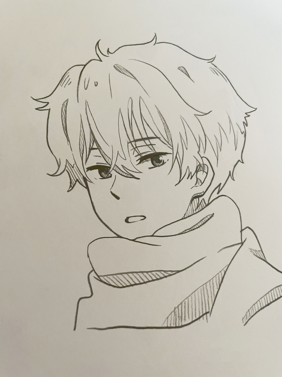 动漫头像铅笔画过程.95 折木奉太郎.78