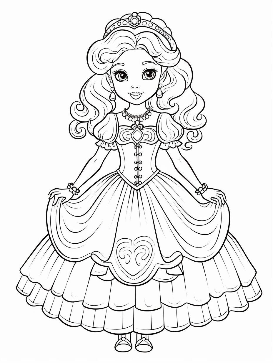 儿童涂色线稿|公主系列(1)|可打印