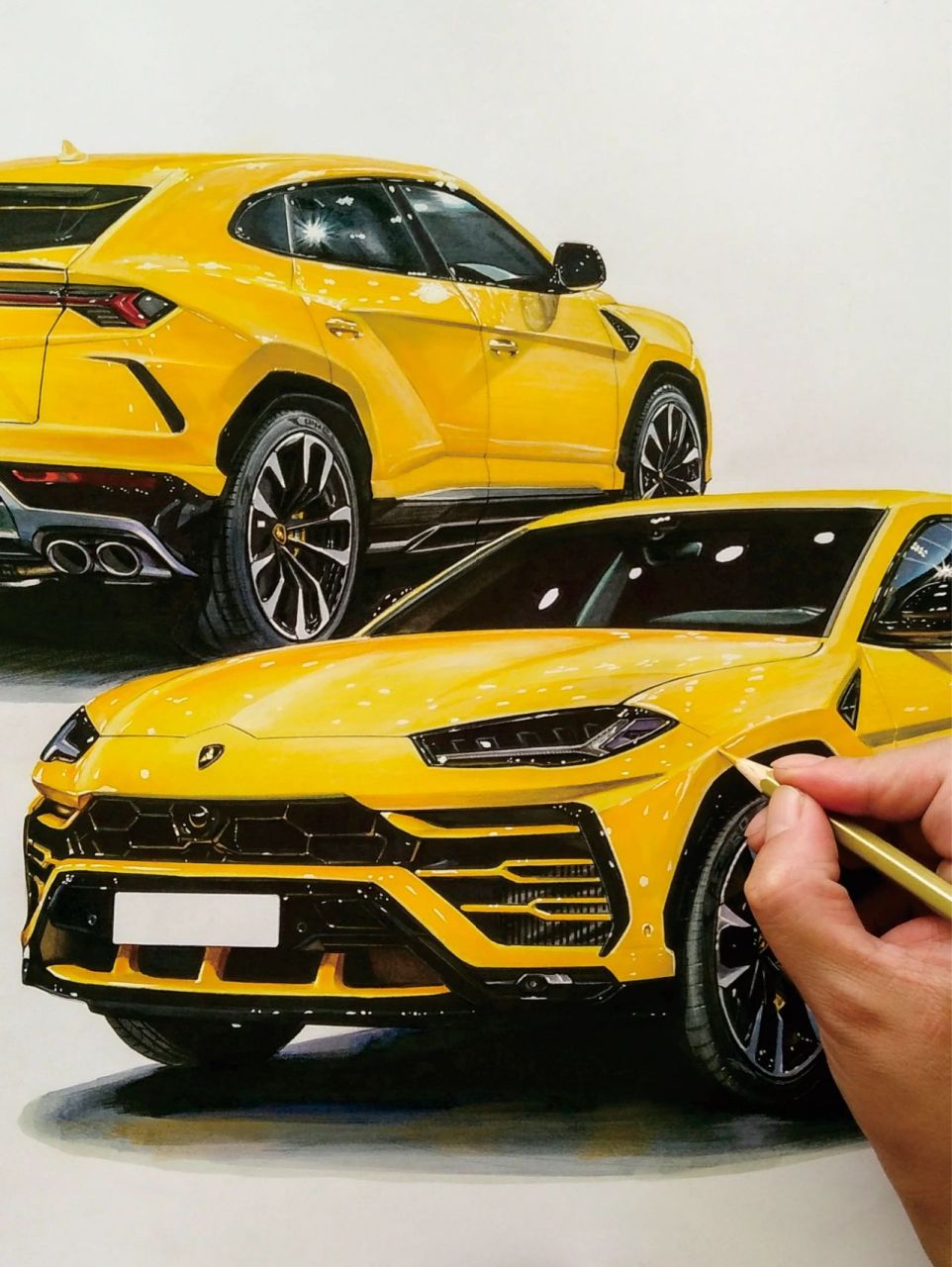 马克笔汽车手绘 兰博基尼 urus