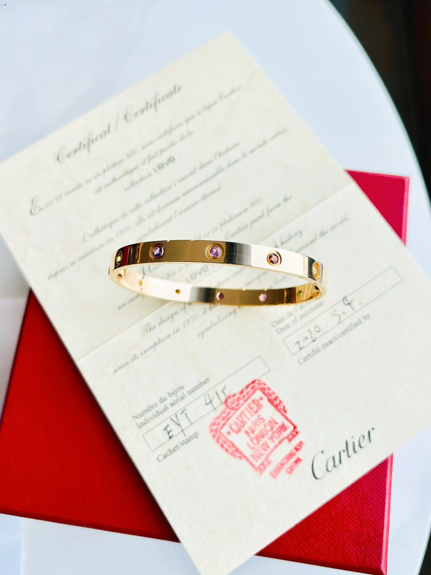 卡地亚love系列十钻彩宝手镯