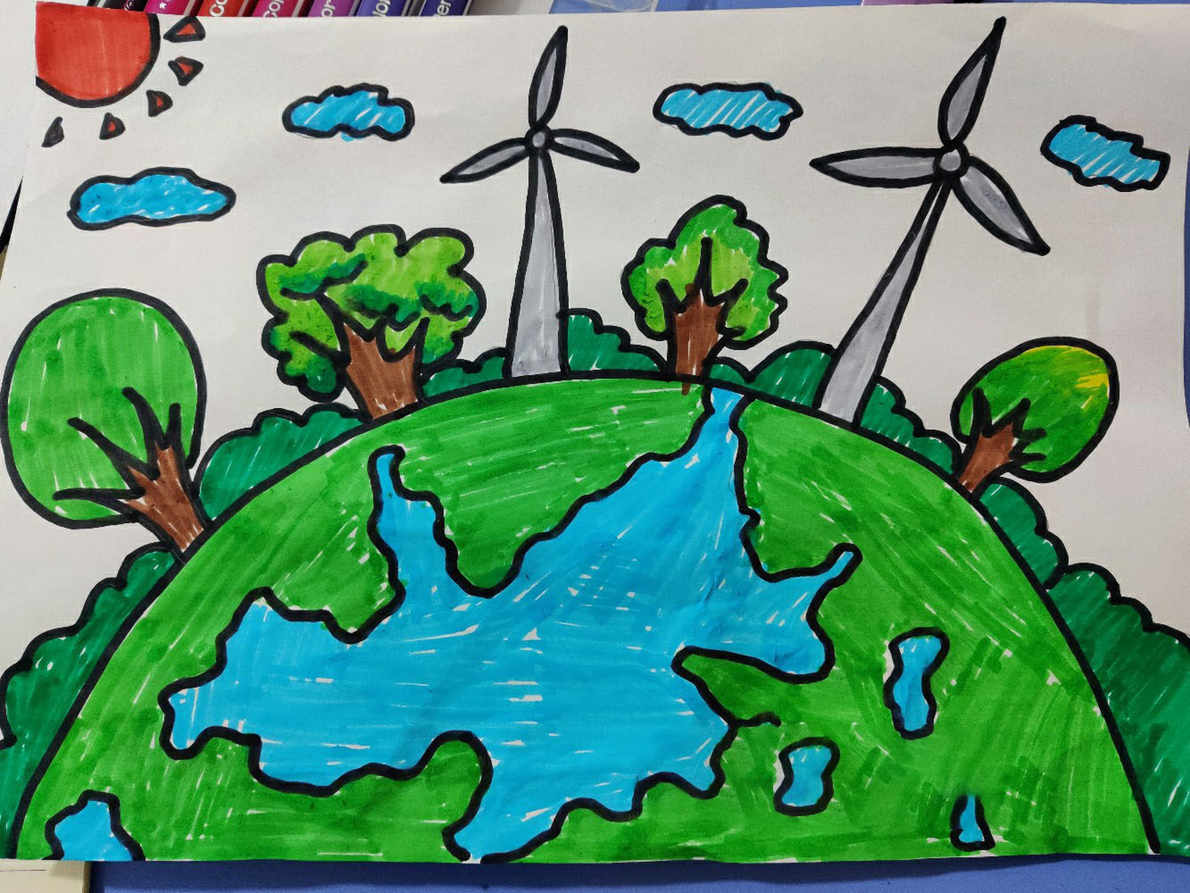 保护环境绘画简单儿童图片