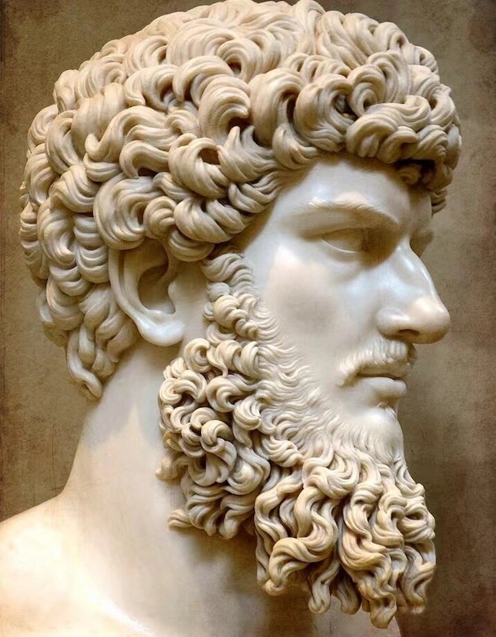 罗马帝王 卢修斯维鲁斯 头像 其他角度 两张 胡子刻画的太解压了