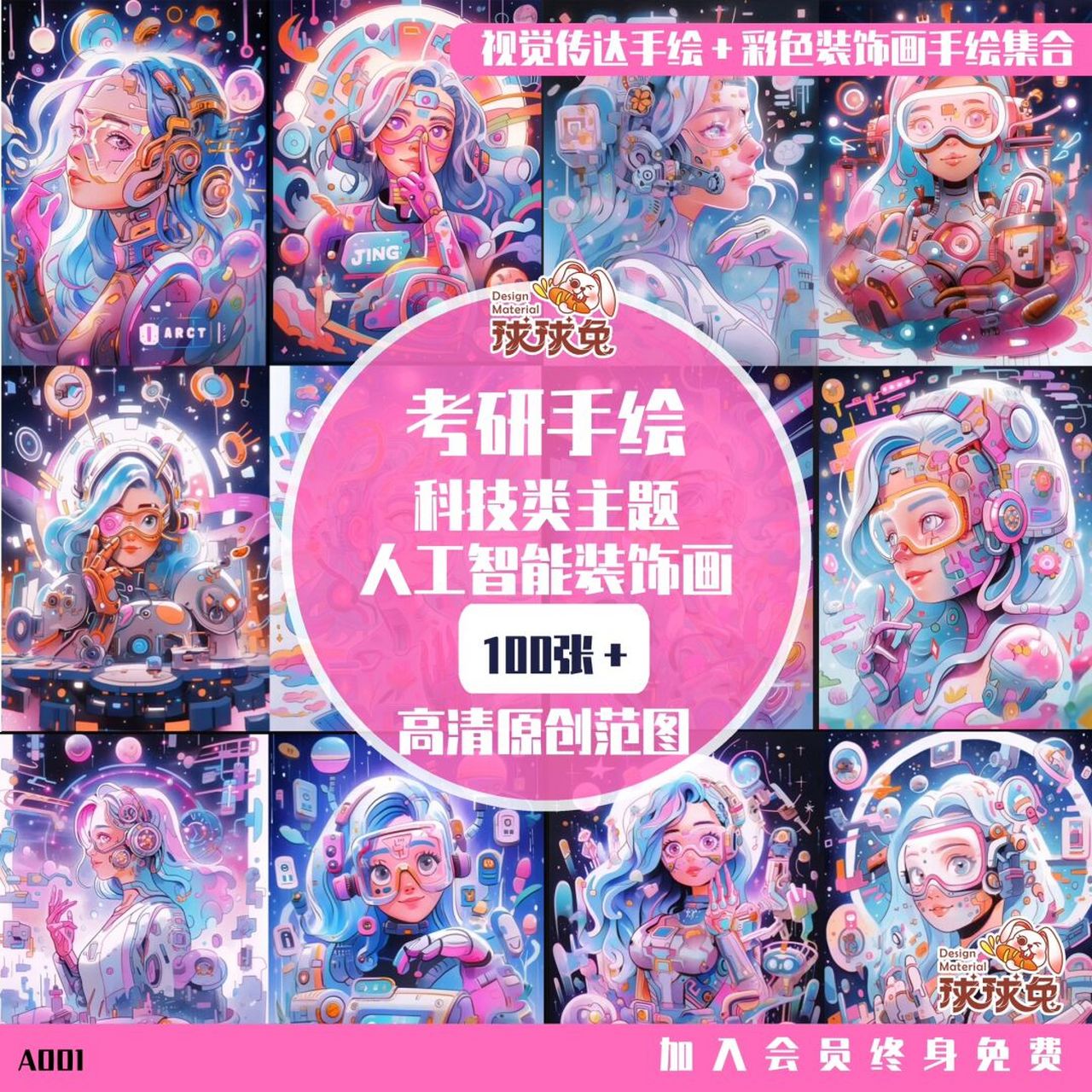 a001视传科技类装饰画人工智能机器人手绘快 #我的考研# #23考研