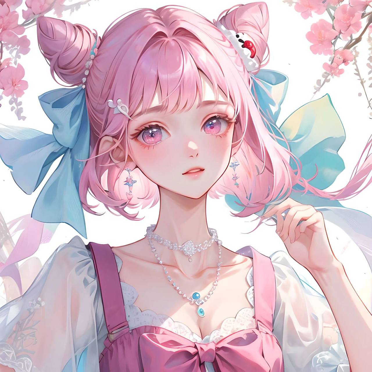 少女头像|粉色双马尾 把快乐放进重点反复背诵