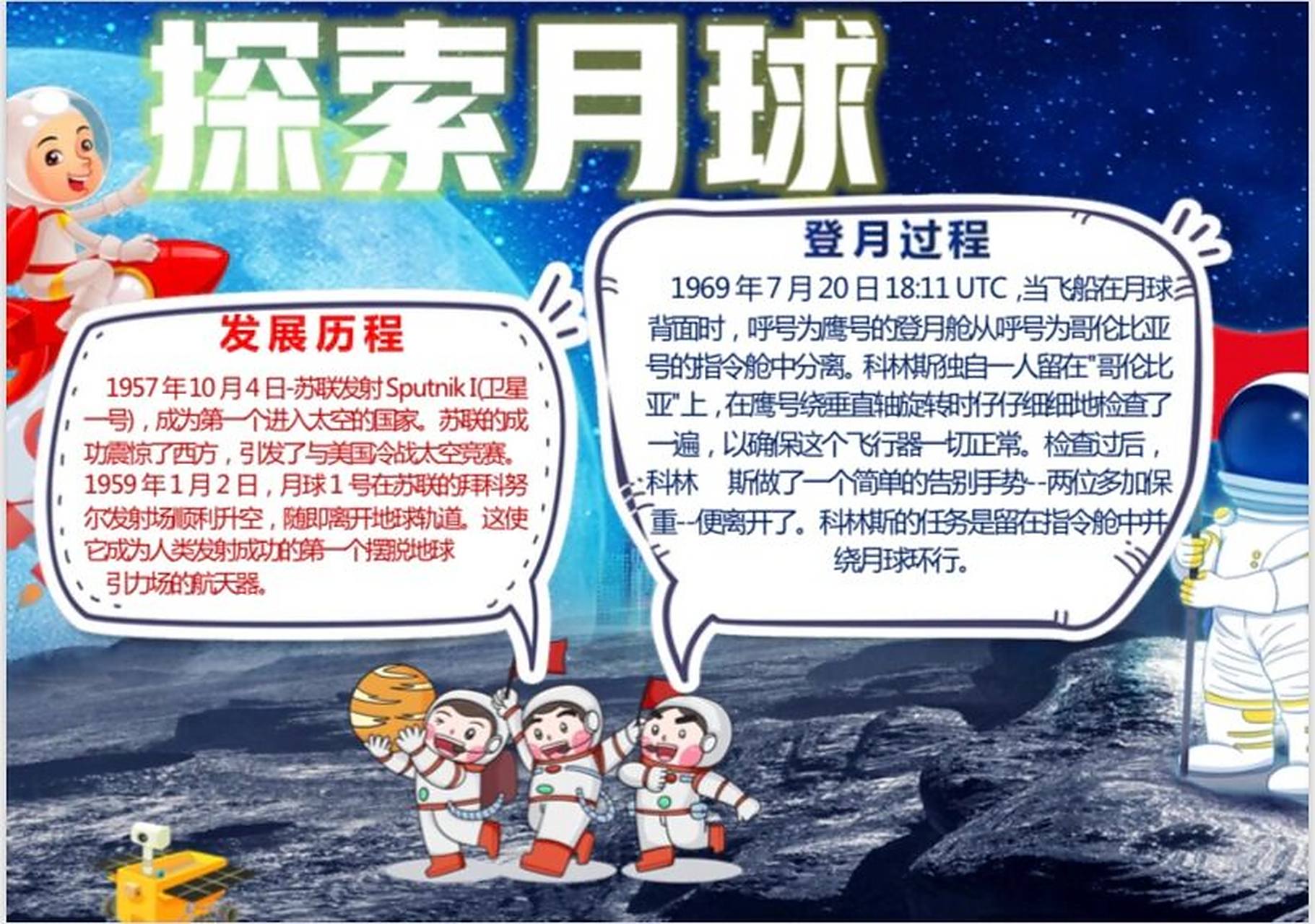 探索月球手抄报中秋节小报模版