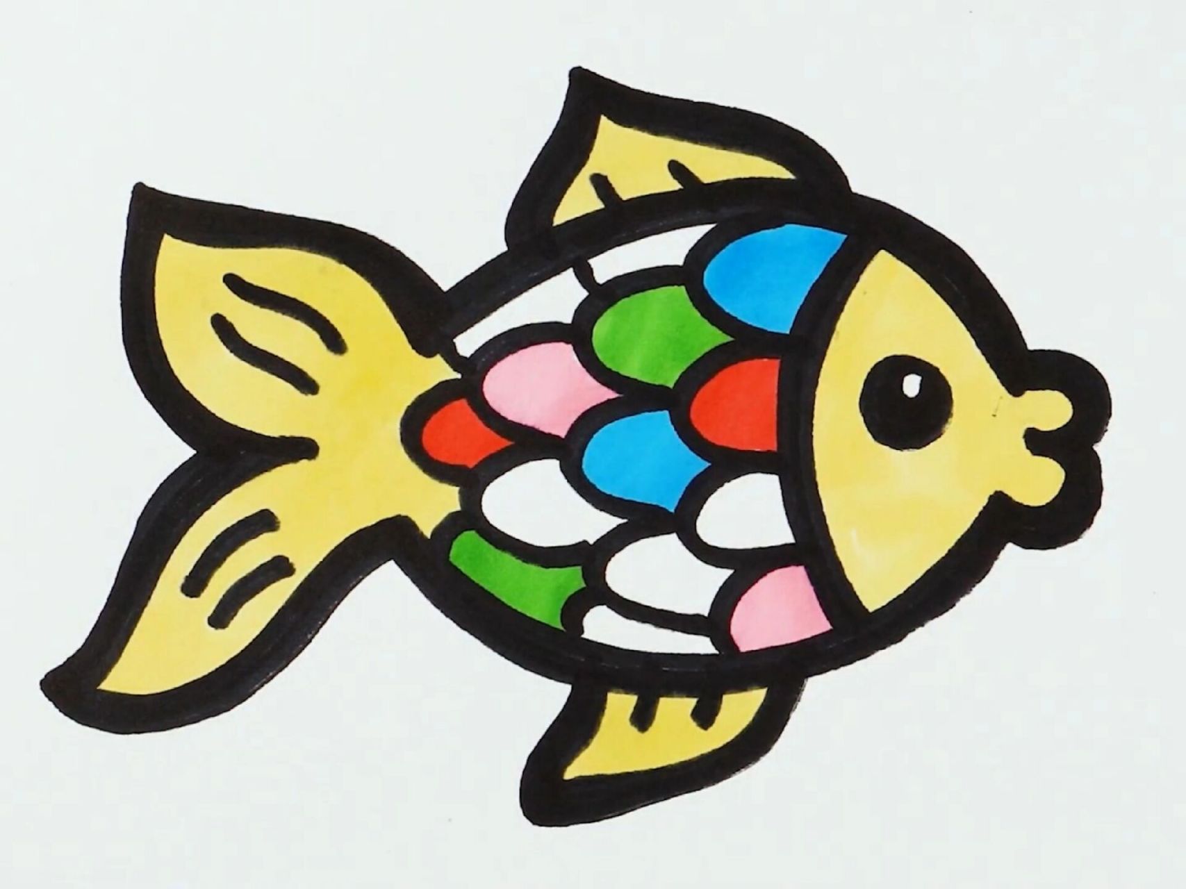 鱼最简单的画法彩色图片