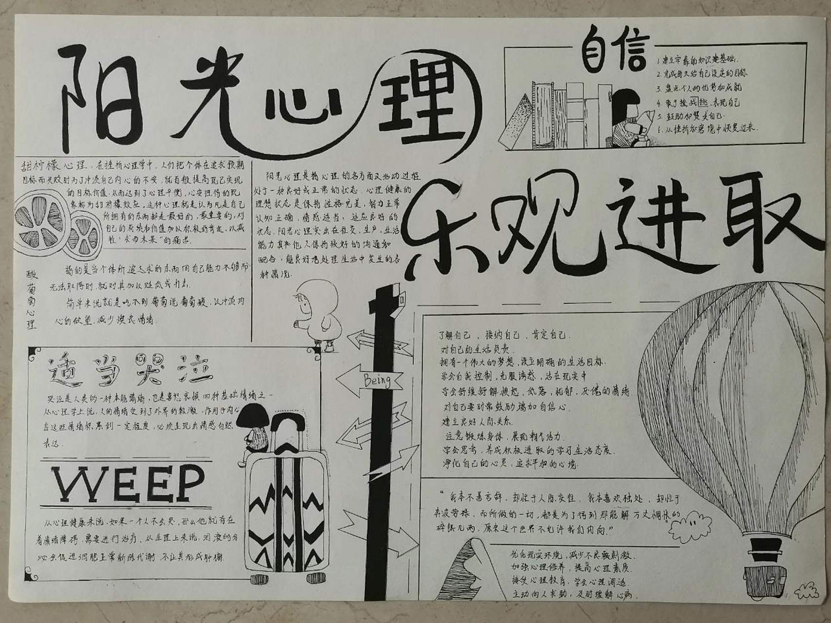 阳光心理 乐观进取手抄报 阳光心理 乐观进取手抄报