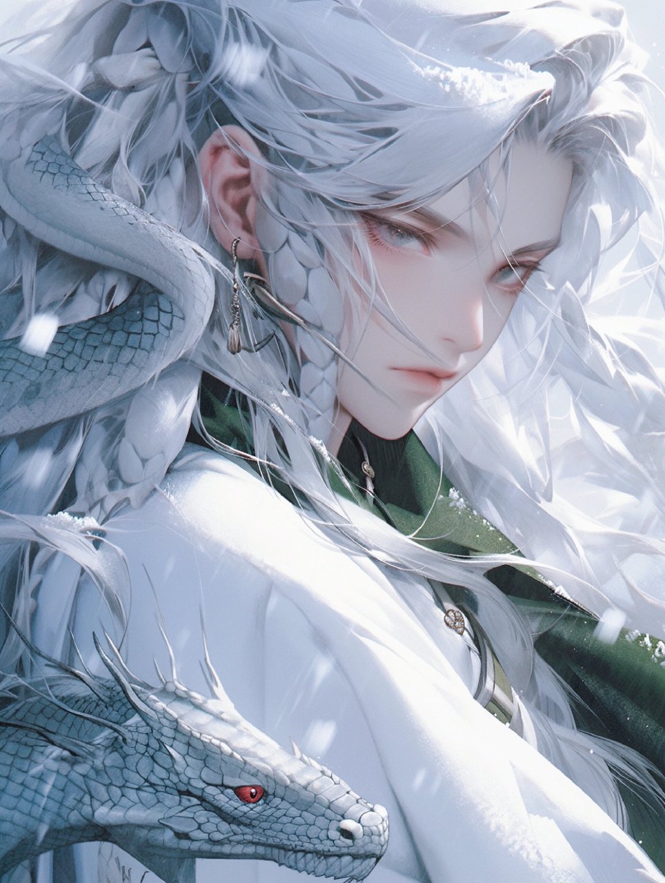 十二生肖-蛇族守护-古风玄幻帅哥头像壁纸 在一片深山老林之中,青蛇和