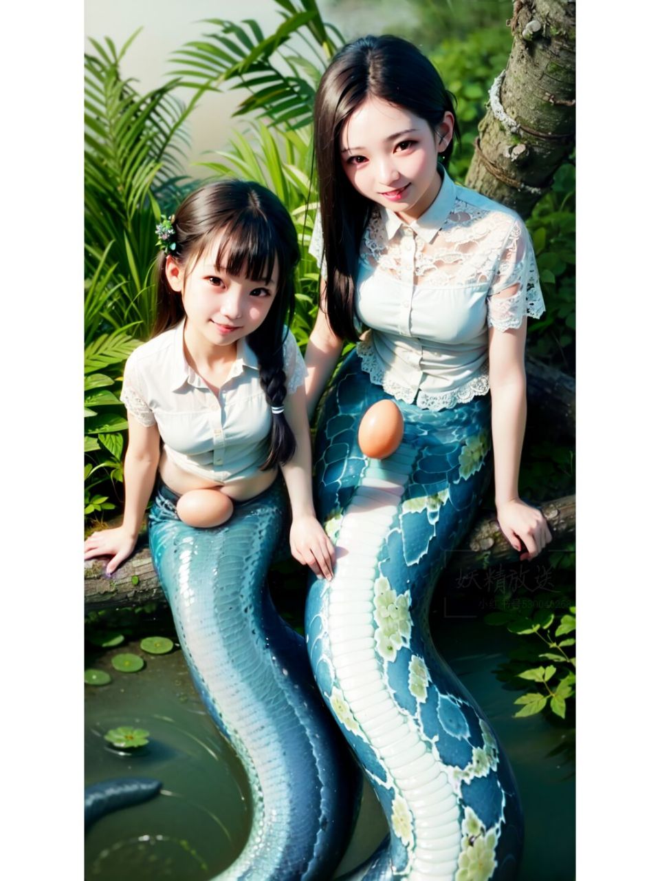 蛇女妹子变身过程 另一张图是……母女俩以及她们的两个……蛋?