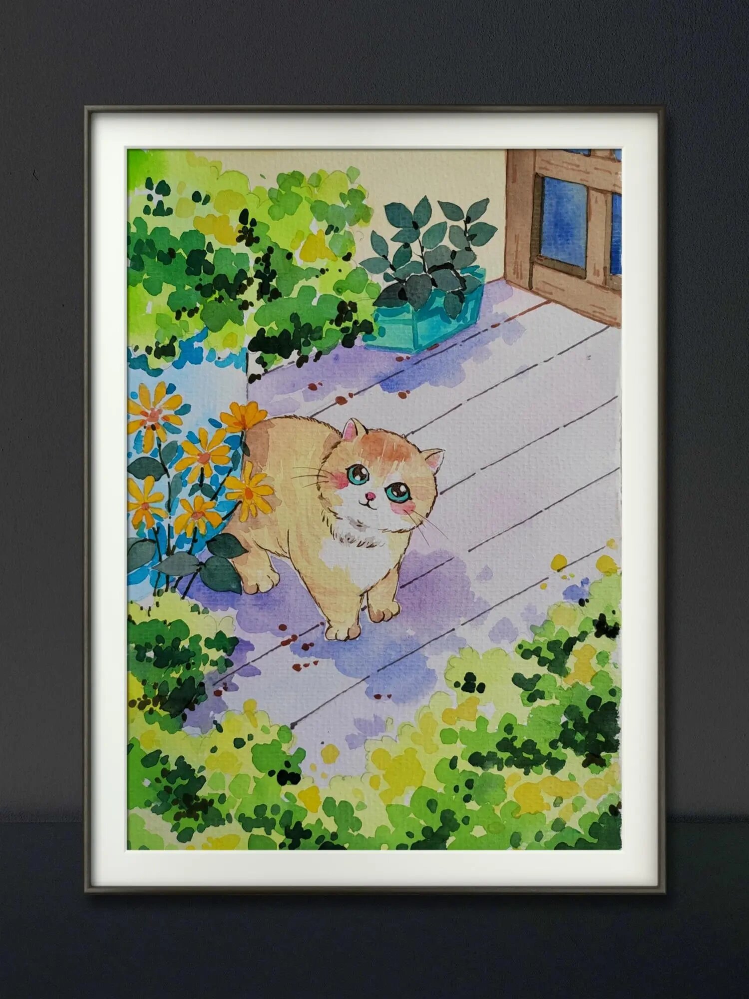 简单水彩动物猫咪,适合初学者有手就会 不好意思把猫画胖了 临 宝虹粗