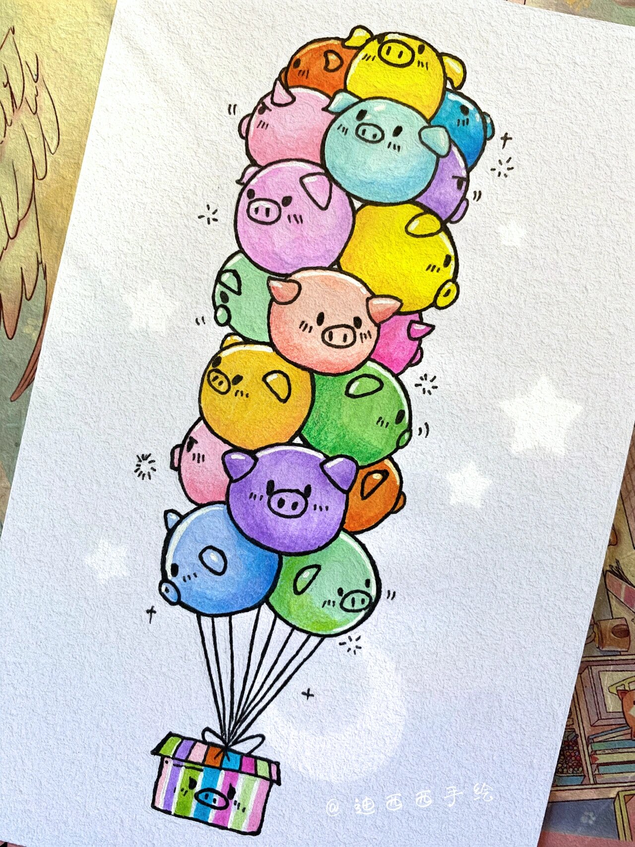 简笔画·插画-猪猪气球94