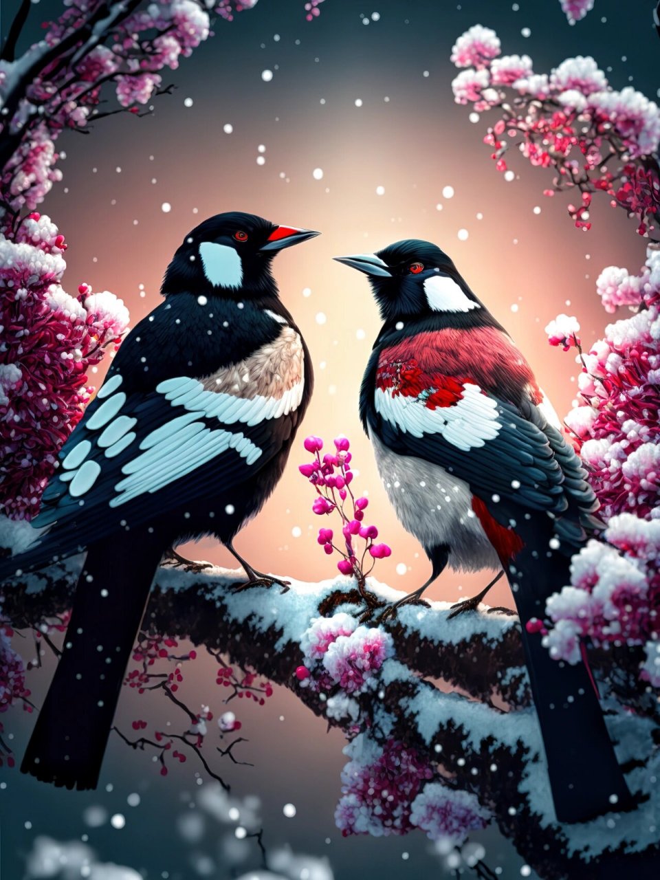 喜鹊报喜 喜鹊自古以来被视为寓意吉祥的鸟.