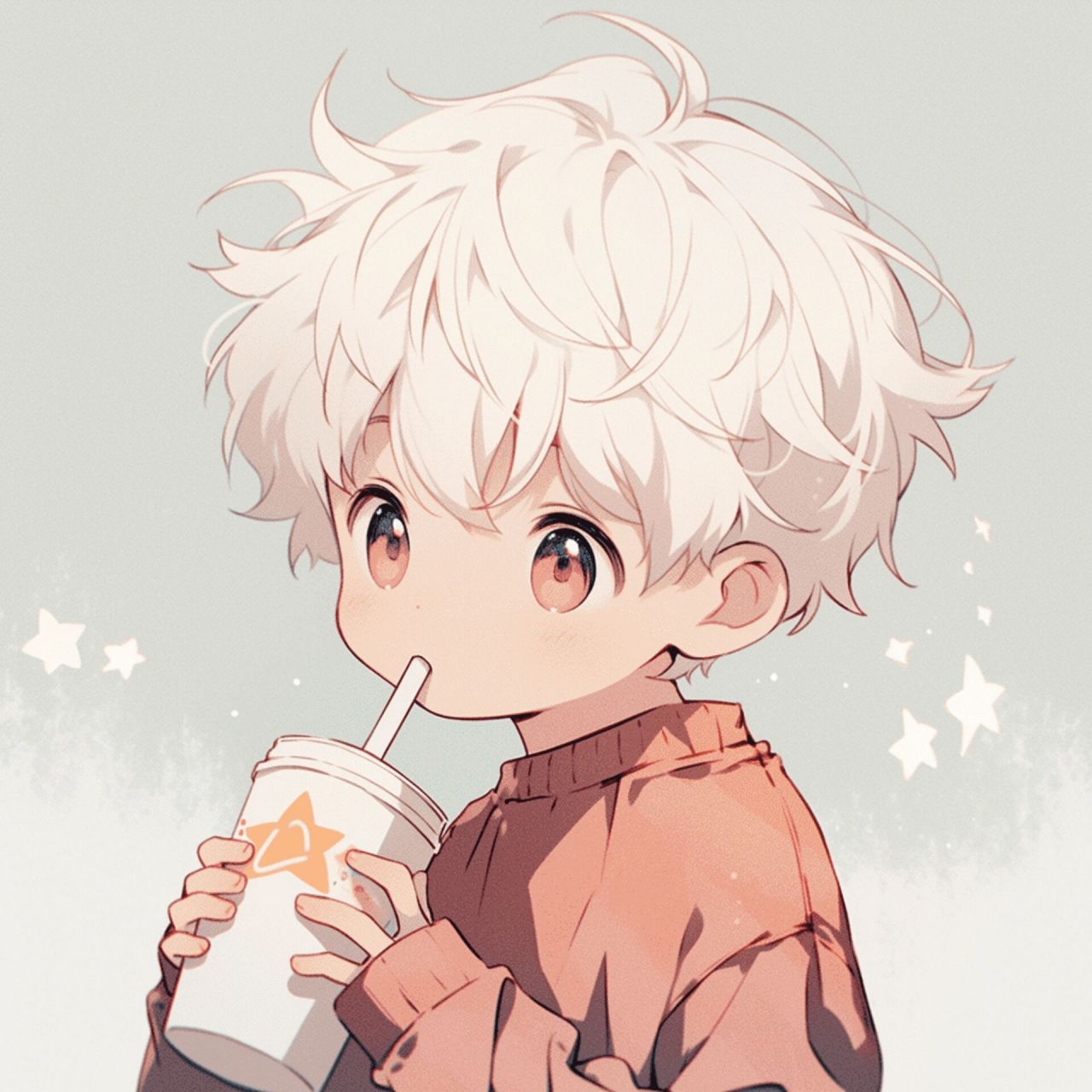 男生头像 | 喝奶茶的小男孩