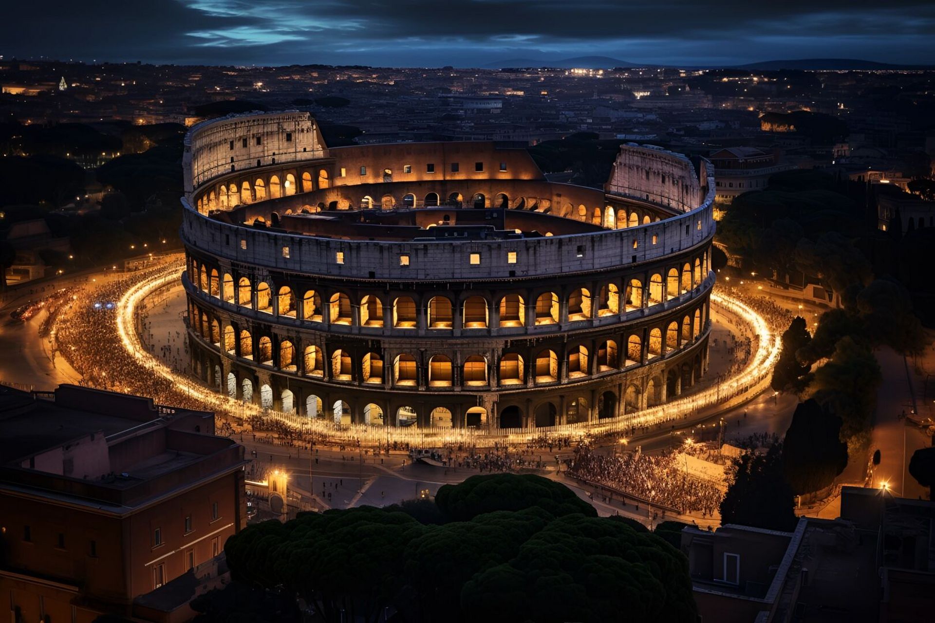 古罗马竞技场夜景