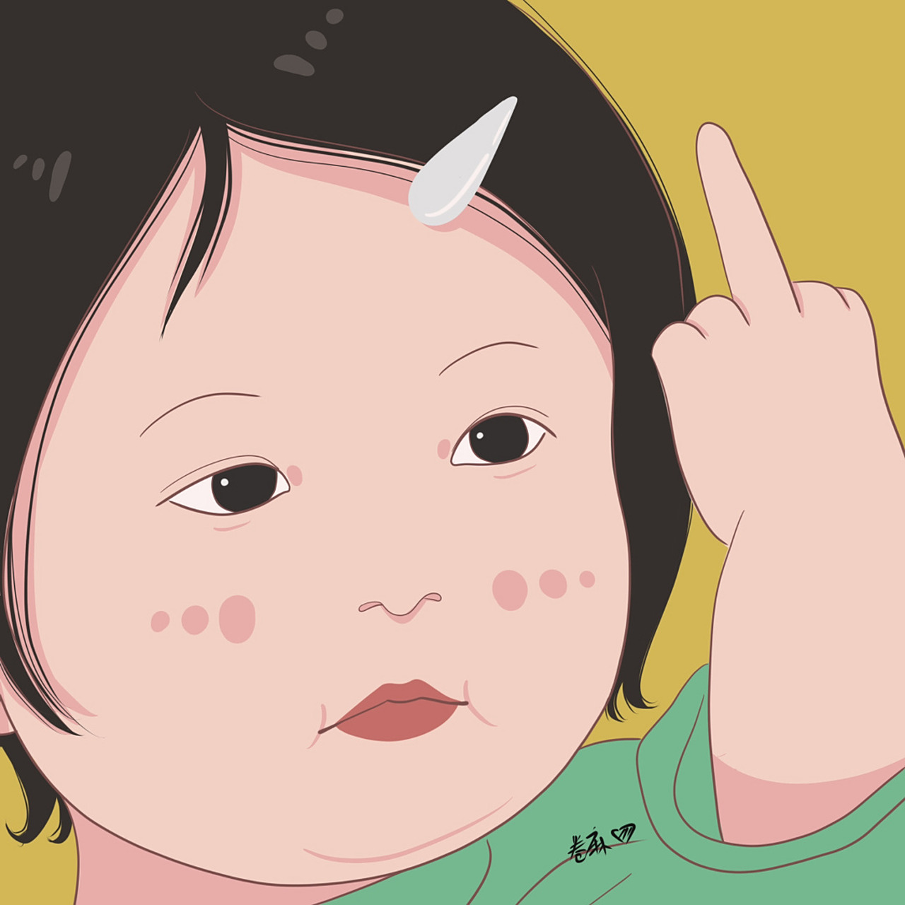 插画 | 头像 | 丑萌头像 | 竖中指的小屁孩 图片92二改92商用92