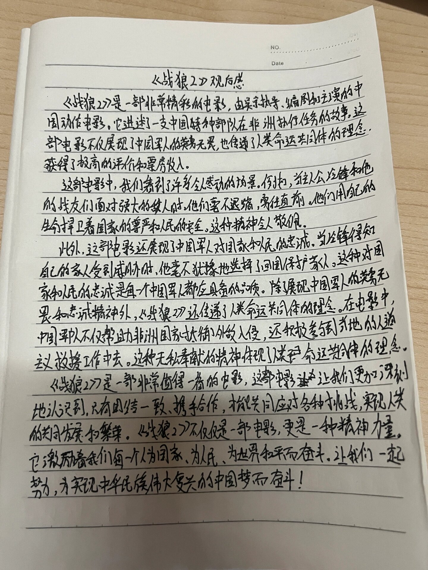 战狼2观后感700字图片