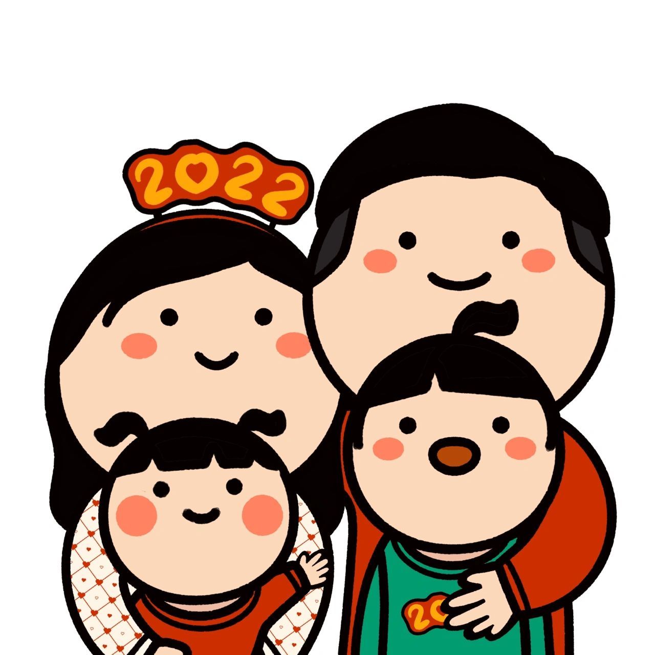 亲子头像:2022新年之一家四口    换汤不换药哦