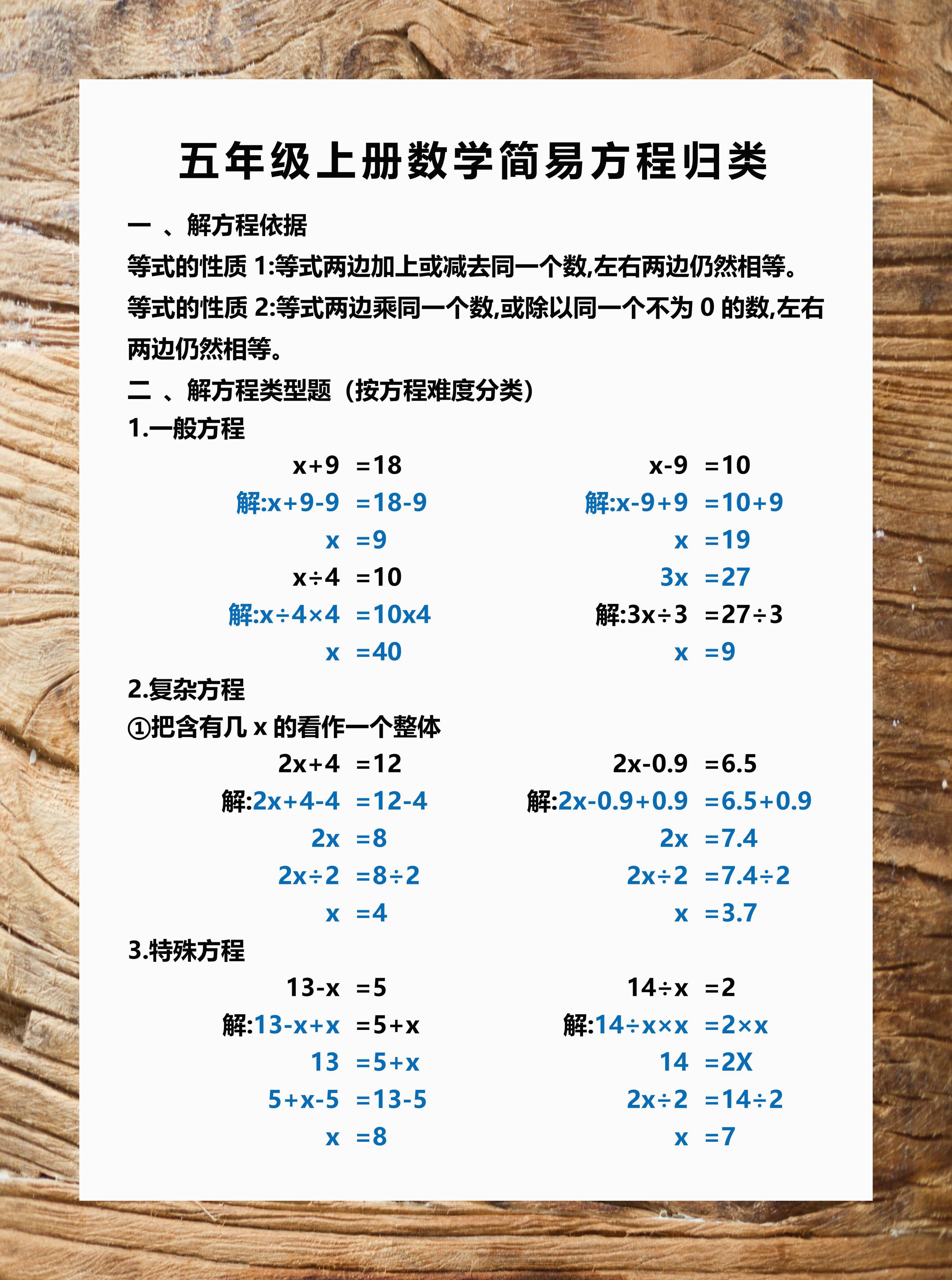 😓别担心,老师给大家整理了常见方程知识点,快来一起练一练,让数学