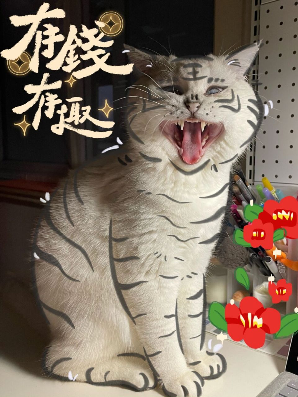 照猫画虎91祝大家虎年大吉赚大钱 男友说"像个女娃" 工具ipadpro