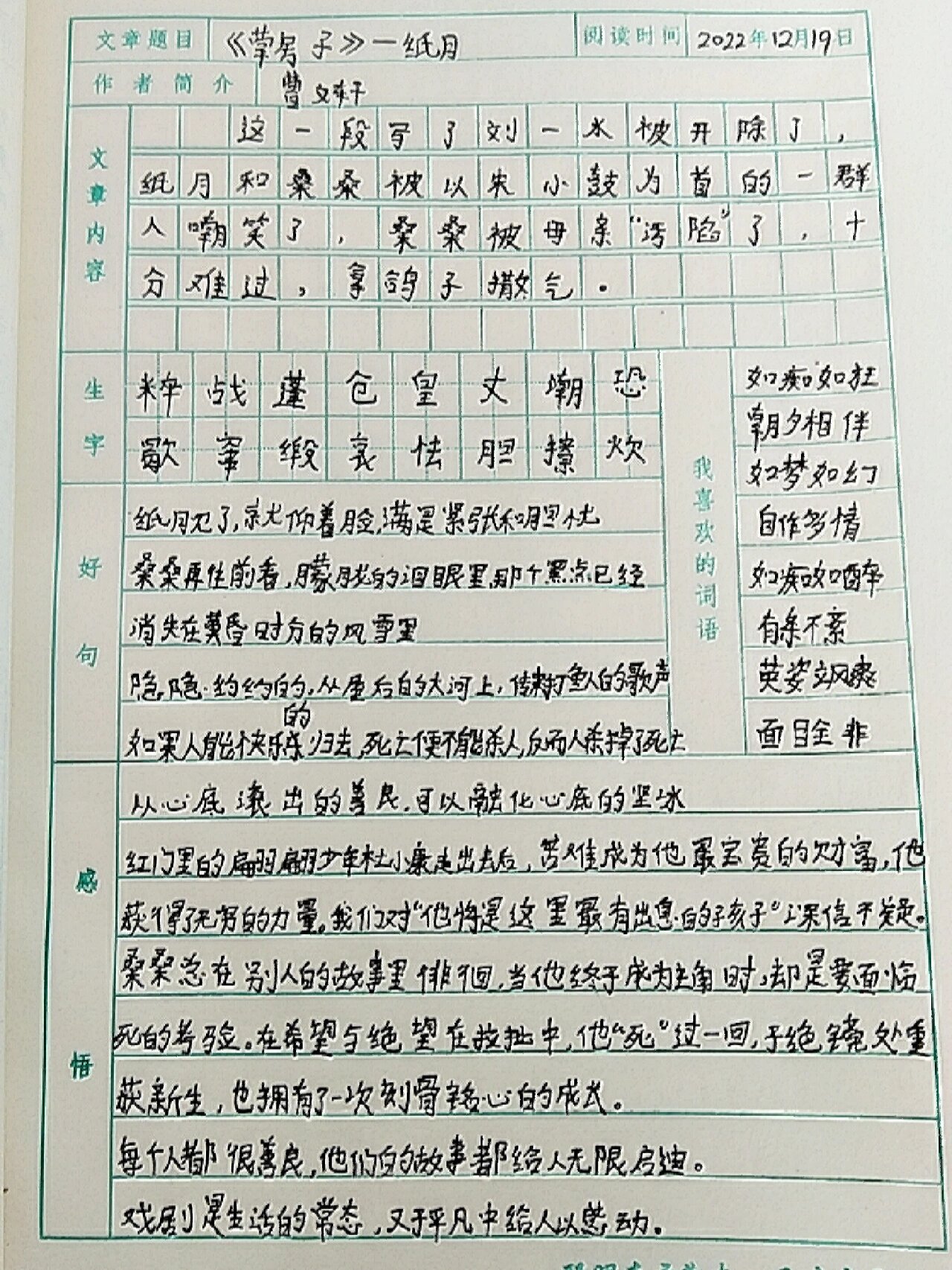 《草房子》第二章——纸月