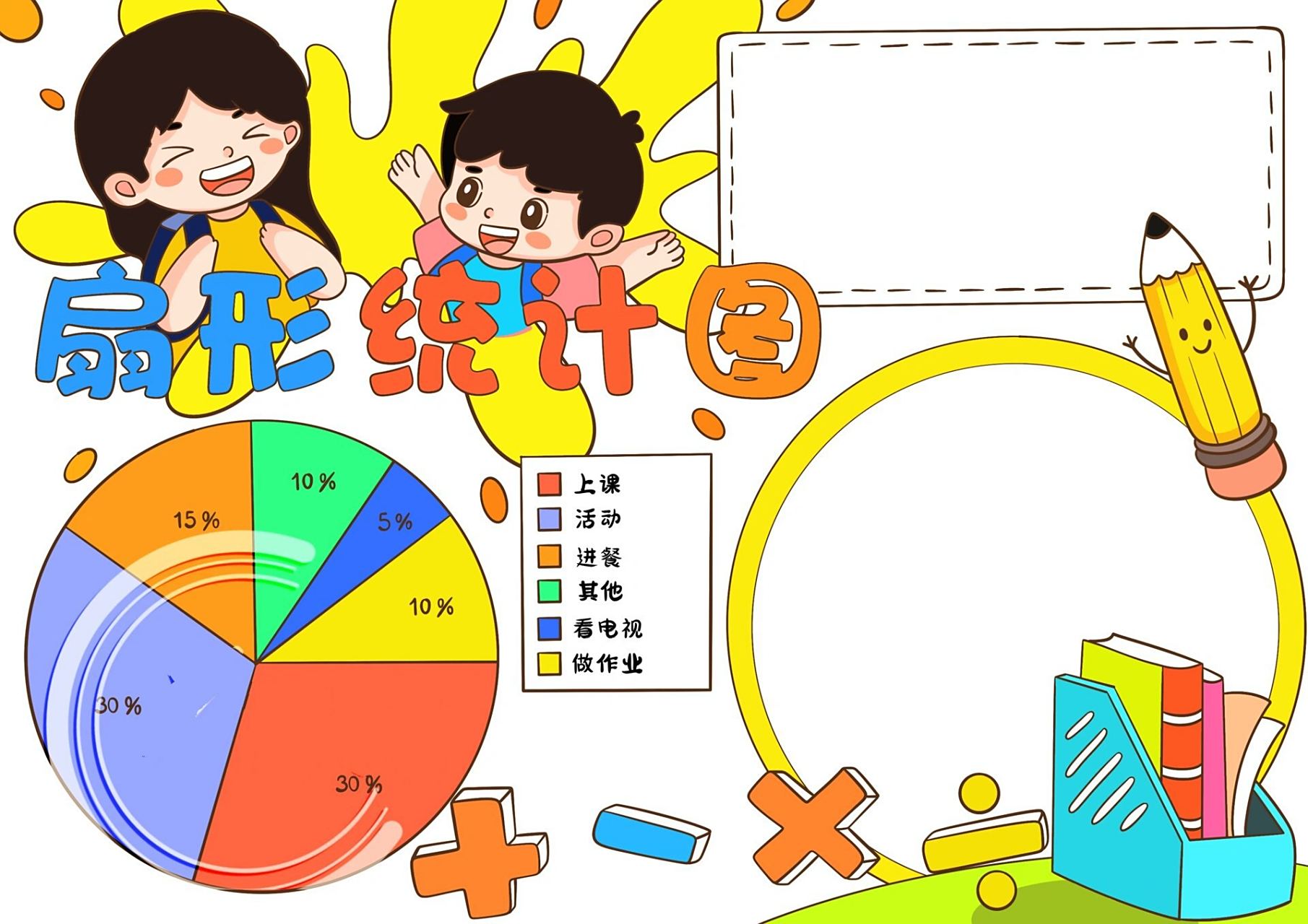 【扇形统计图】手抄报【线稿可售】 禁搬运禁商用