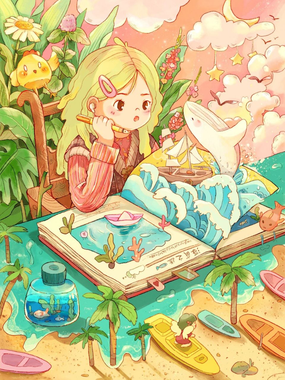 插画|藏在书中的星辰大海 书98是知识的海洋,今天你看书了吗