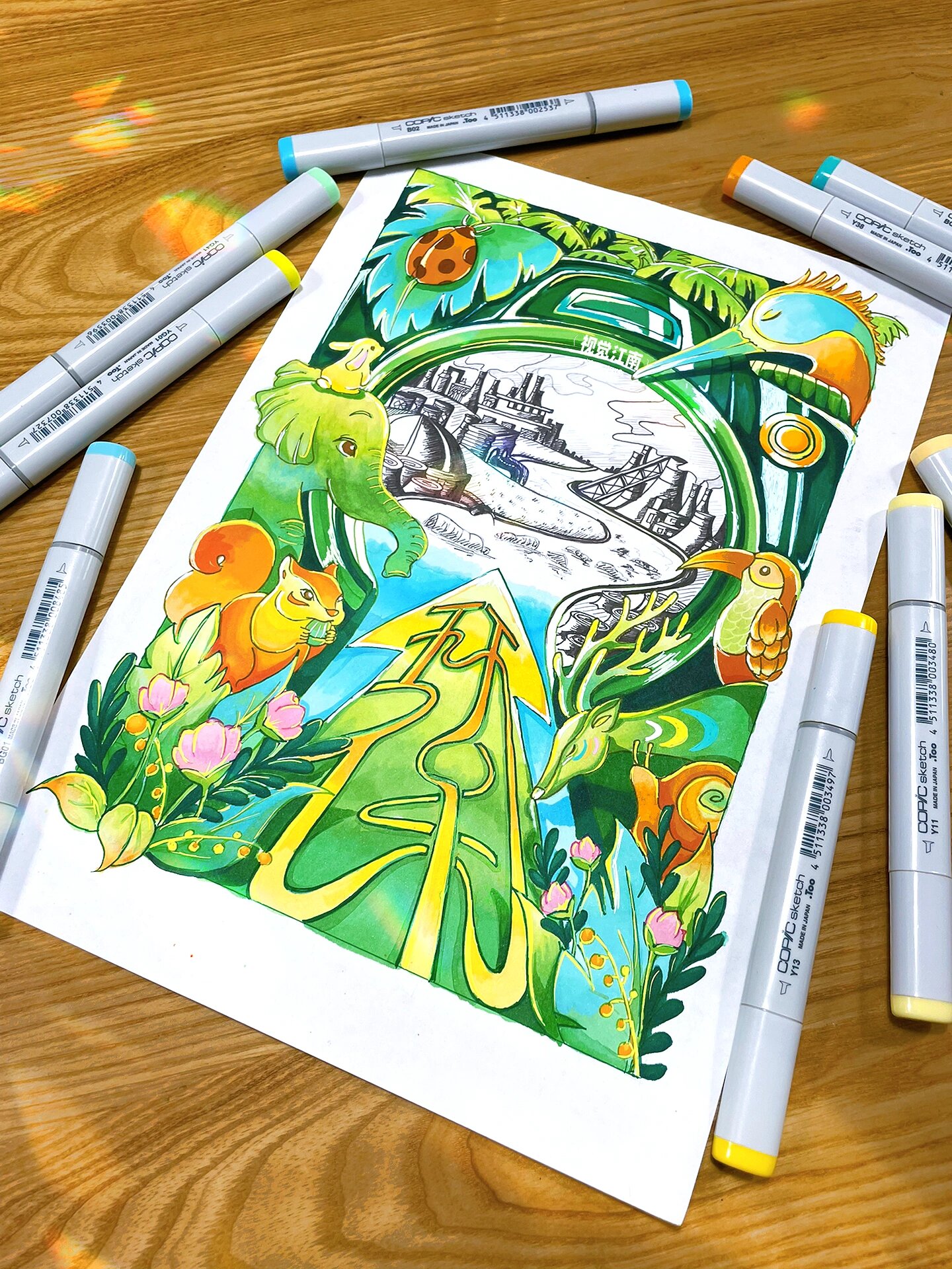 马克笔手绘丨环境保护海报